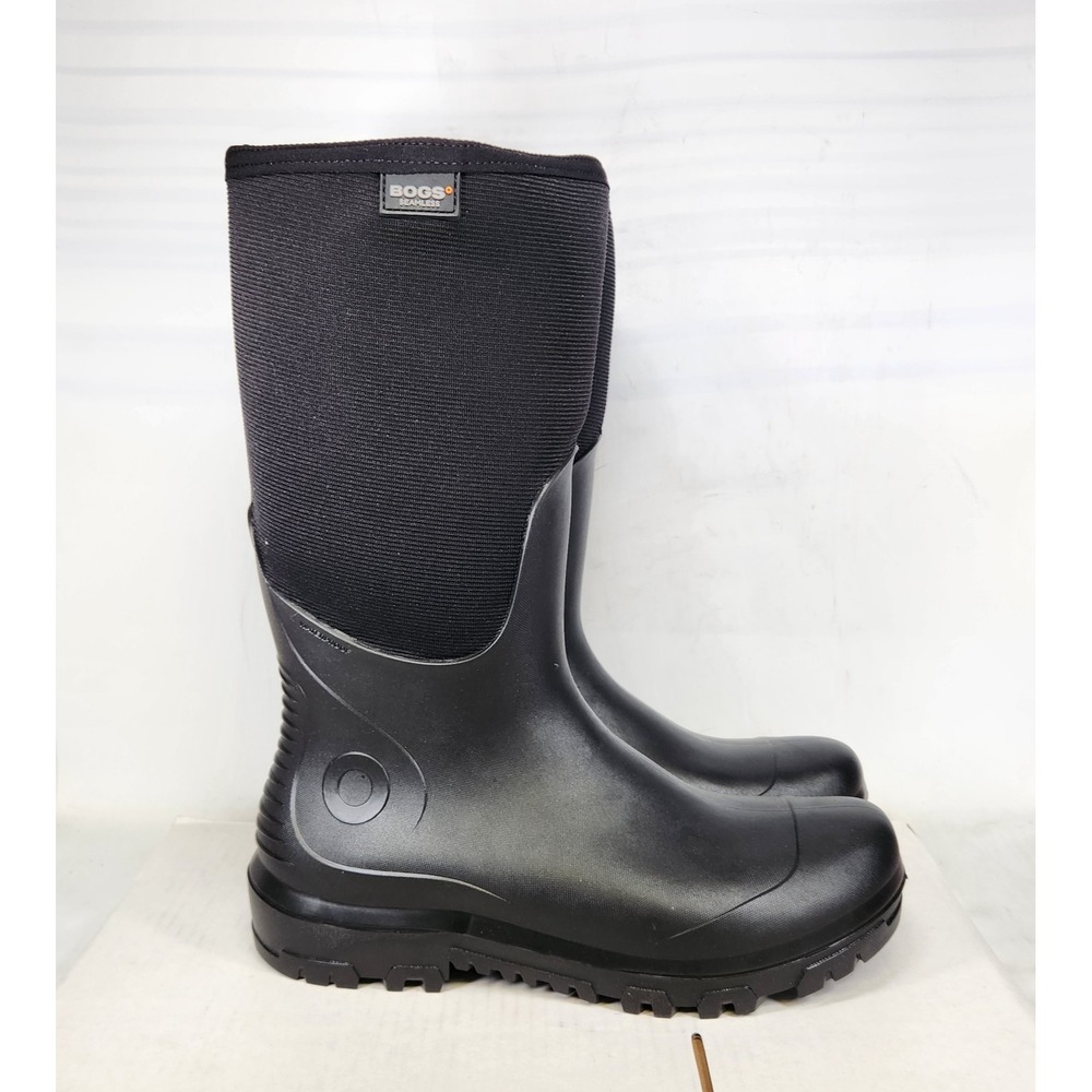 Bogs Rain Boots Mens Size 10 Black Waterproof Insulated Seamless Rubber